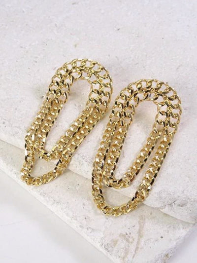 chain style gold color earrings 