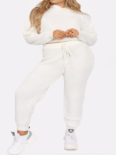 white color knit jogger set